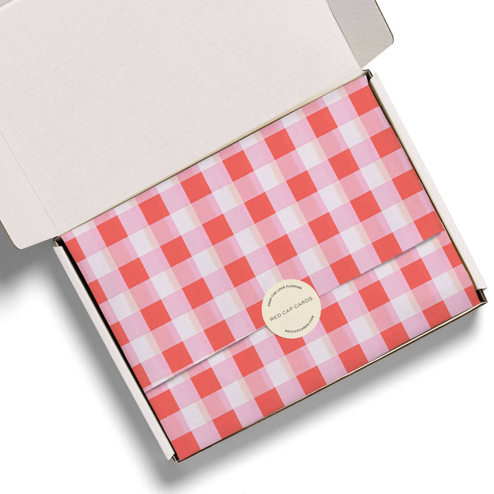Red and Pink Gingham tissue paper