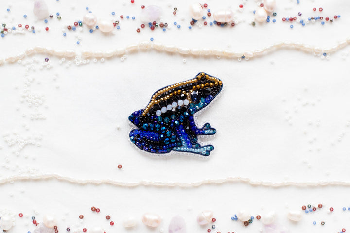 Bead Embroidery Kit: DIY Seed Bead Frog Brooch