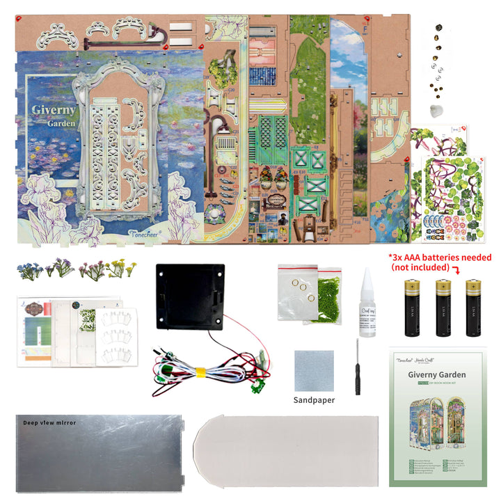 DIY Book Nook Kit: Giverny Garden w/ Dust Cover