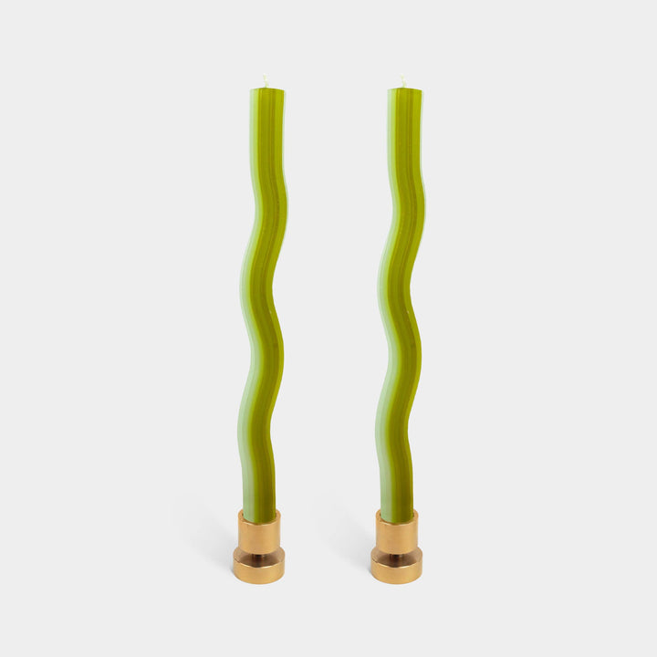 Wiggle Candles - Green (2 Pack) - 11" Vibrant Taper Candles
