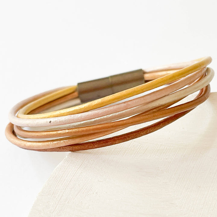 Gold Shimmer Leather Bracelet