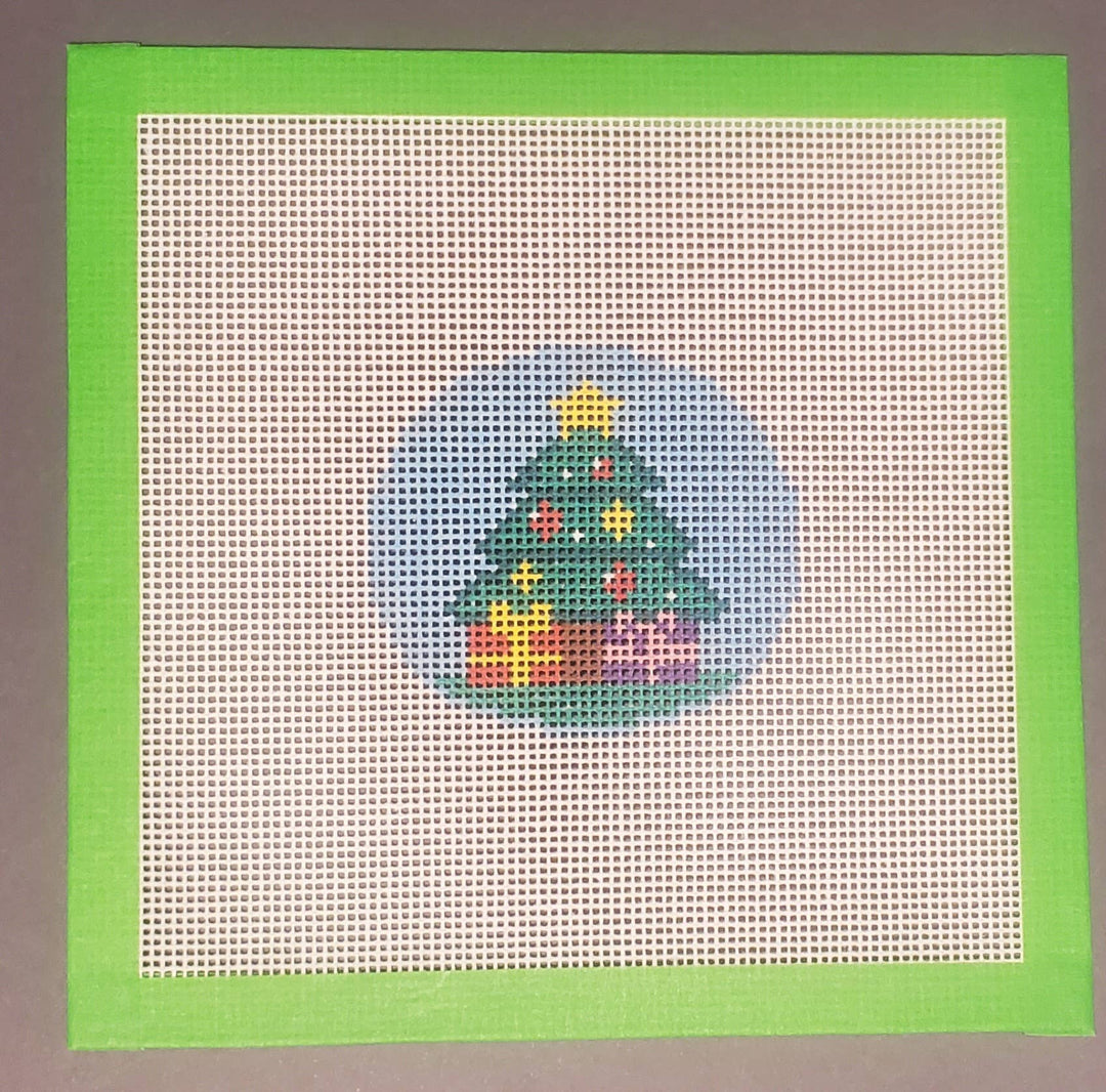 Christmas ornament tree needlepoint hand painted canvas