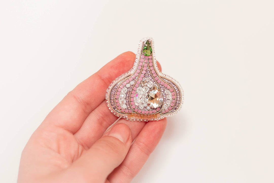 Bead Embroidery Brooch Kit: Garlic DIY Craft Beading