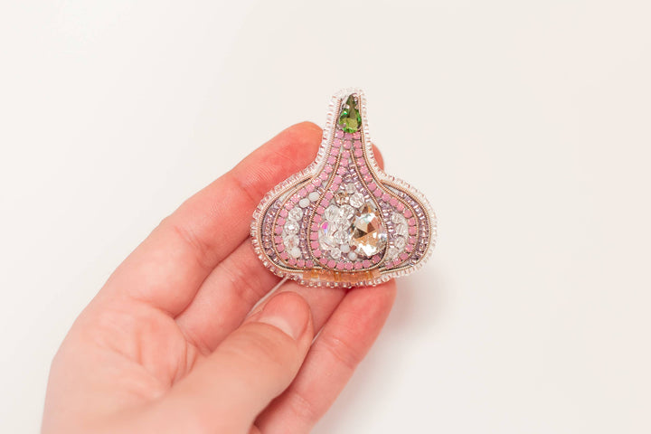 Bead Embroidery Brooch Kit: Garlic DIY Craft Beading