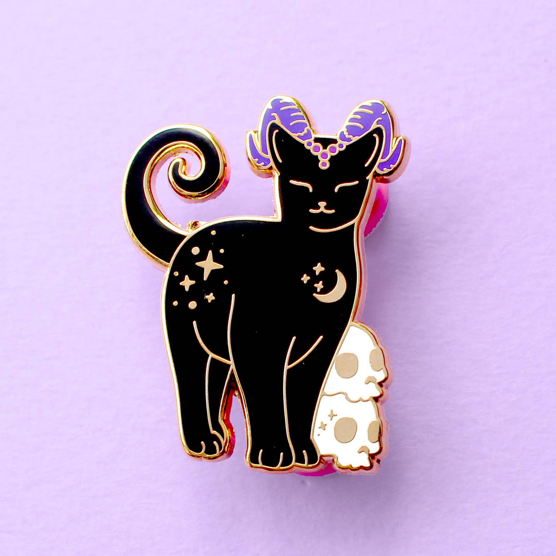 Horned Cat Enamel Pin