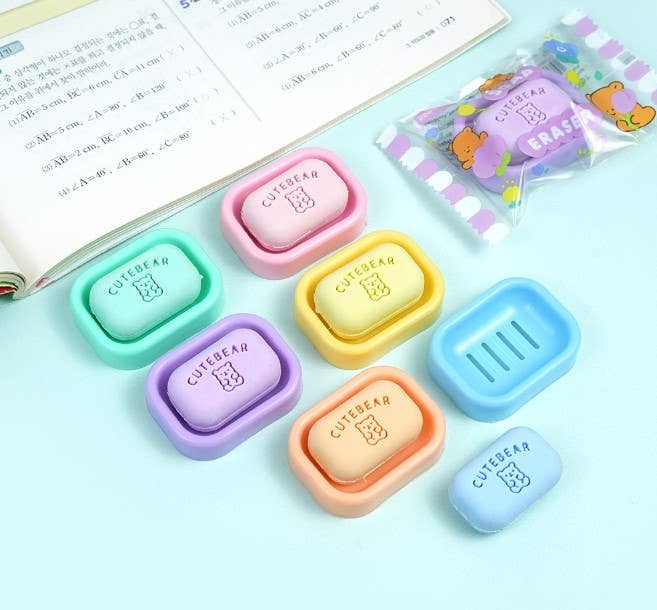 CUTE BEAR Soap Eraser - School writing  Desk Essencials