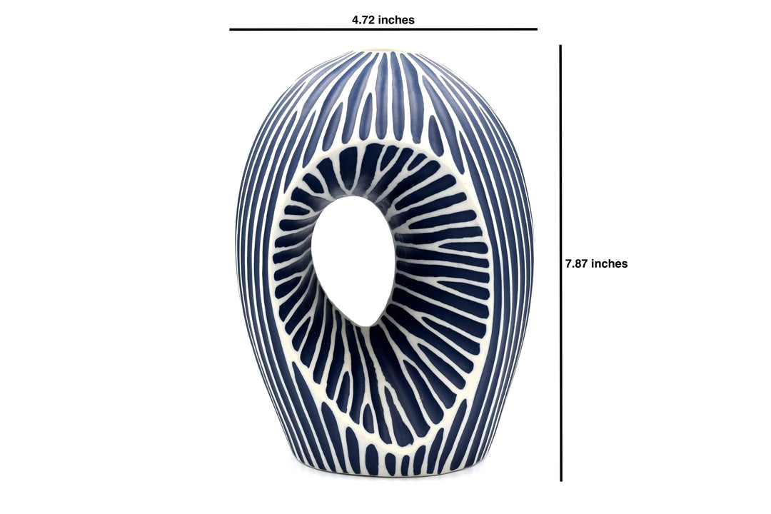 Handcrafted Porcelain Arch Vase White Stripe
