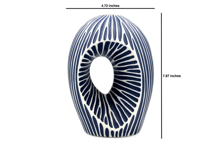Handcrafted Porcelain Arch Vase White Stripe
