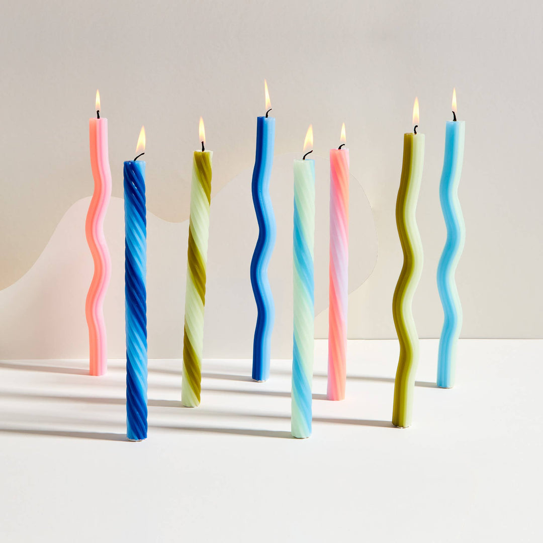 Rope Candles - Mint (2 Pack) - 11" Vibrant Taper Candles