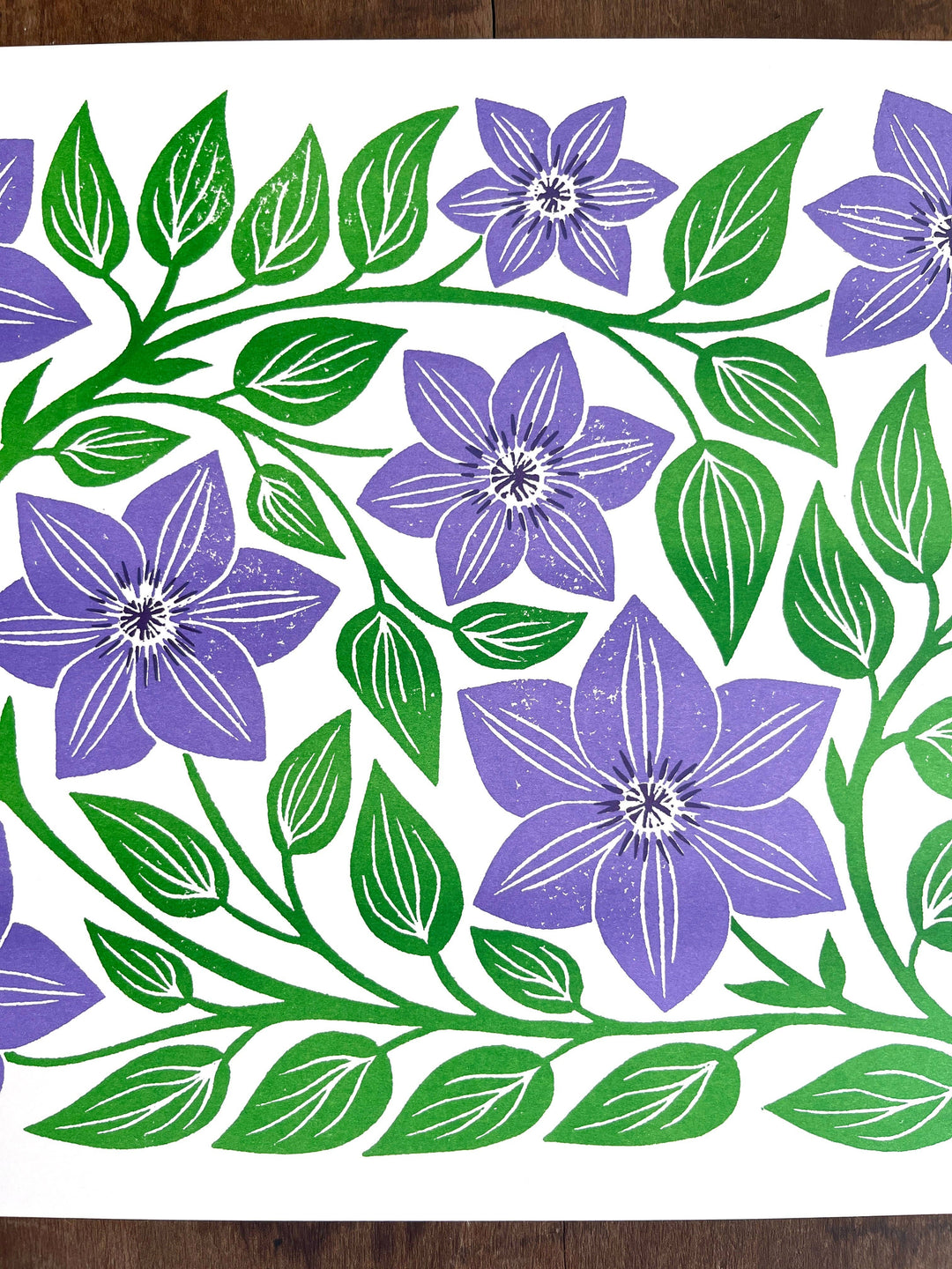 Garden Series: Clematis Risograph Print