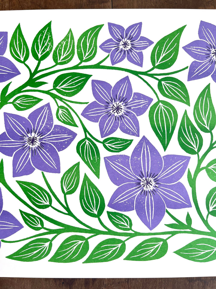 Garden Series: Clematis Risograph Print
