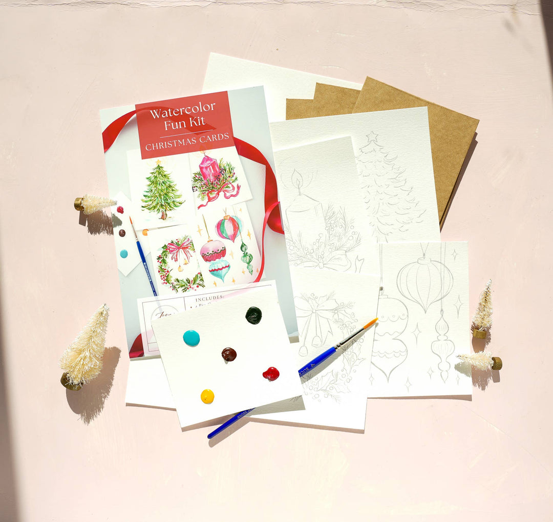 DIY Christmas Card Watercolor Kit with Paint Dot & Brush