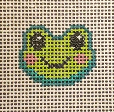 Frog Hand‑Painted Needlepoint Canvas, 14 mesh