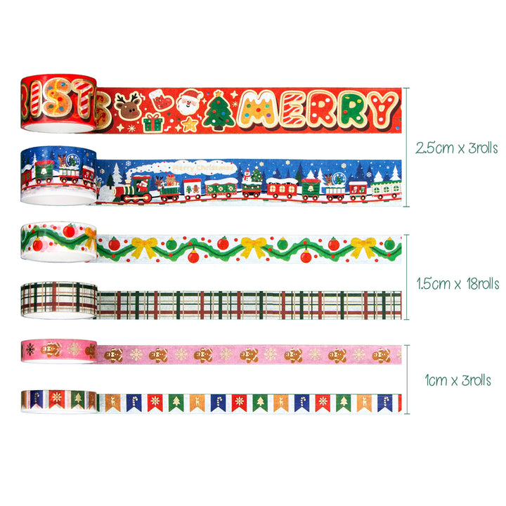 Christmas Washi Tape Set - 24 Rolls