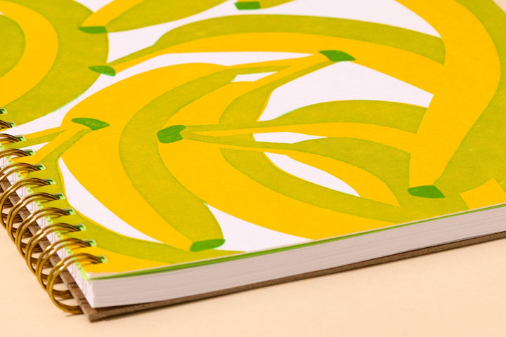 Letterpress A5 Lined Spiral Notebook—Bananas (Pop Art)