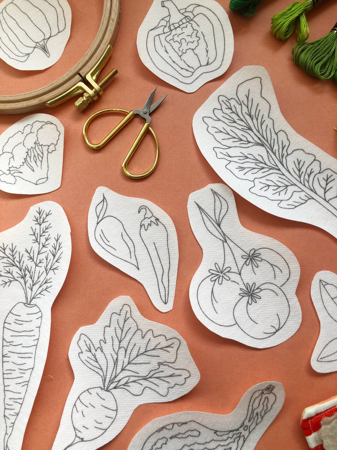 Vegetables - Embroidery Peel Stick & Stitch Patterns