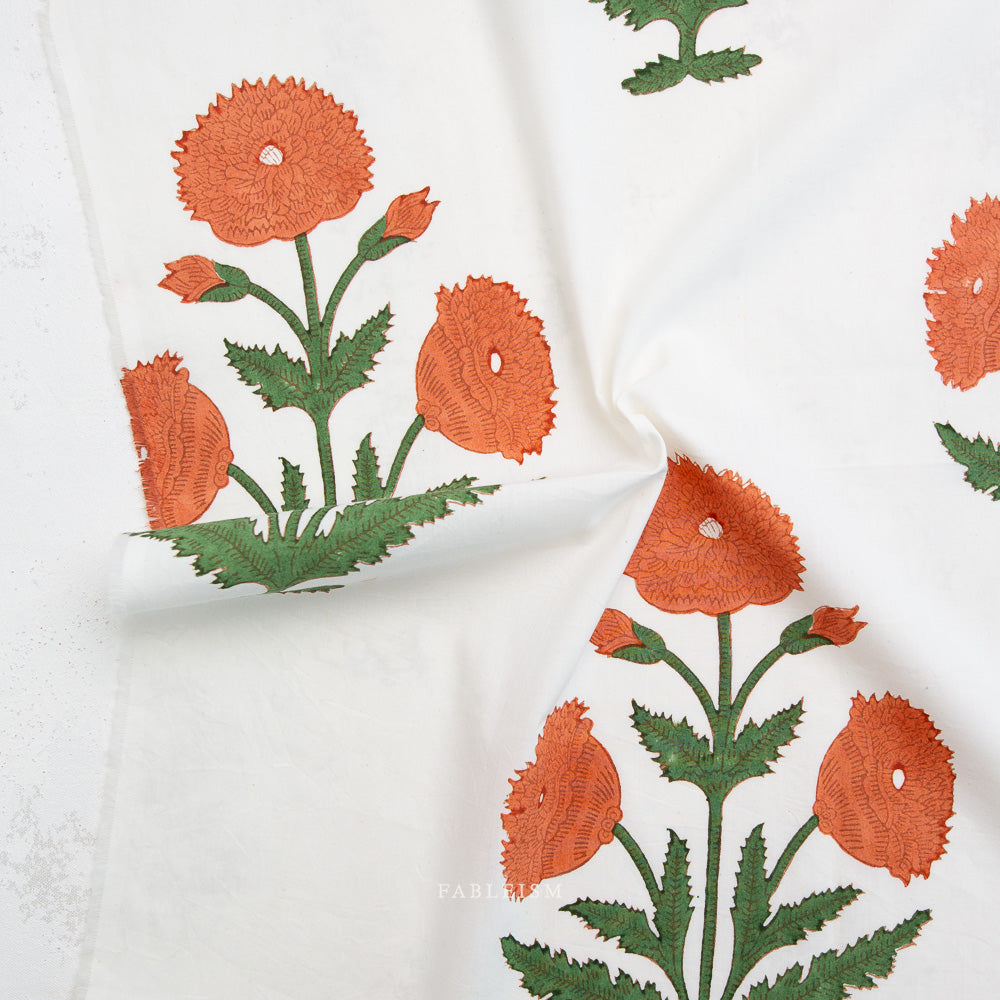 Indian Block Prints by the 1/4 Yard - Boho Floral Sienna