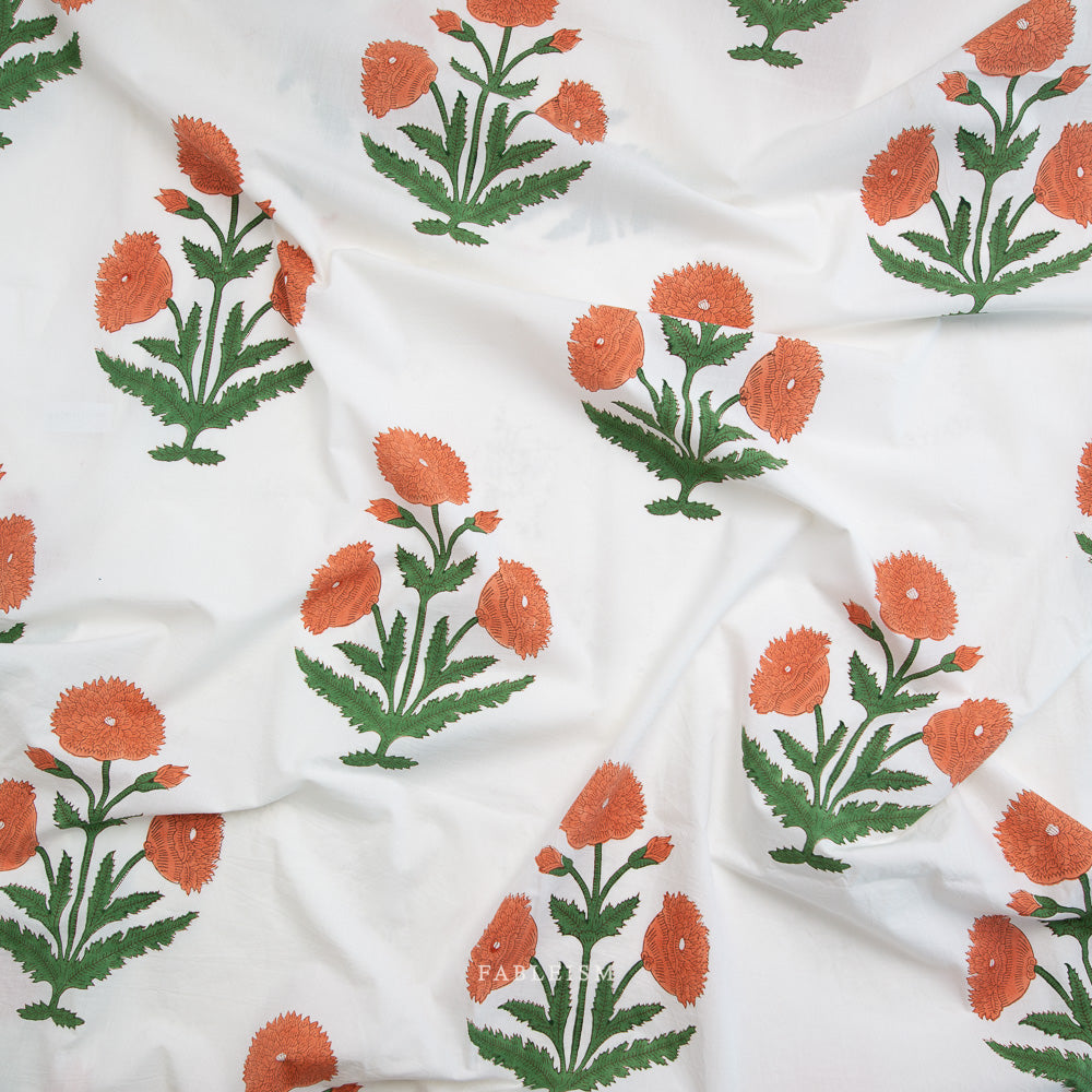 Indian Block Prints by the 1/4 Yard - Boho Floral Sienna