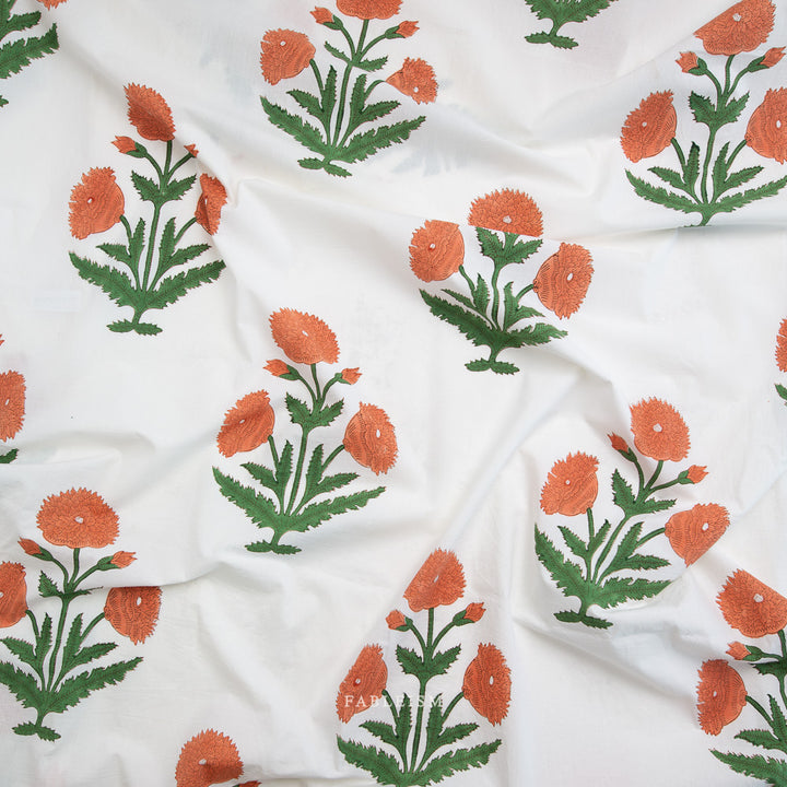 Indian Block Prints by the 1/4 Yard - Boho Floral Sienna