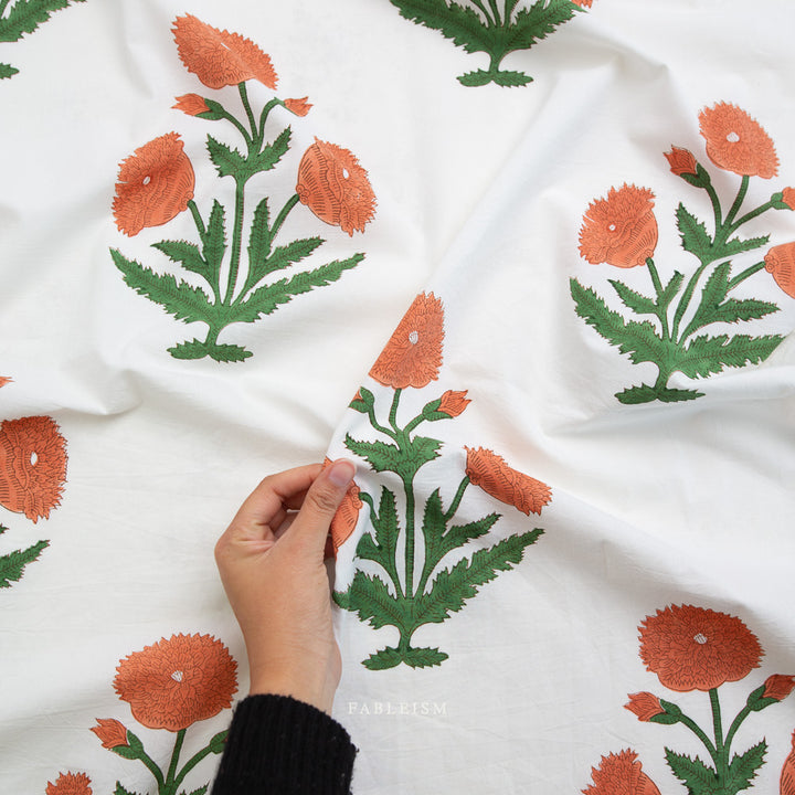 Indian Block Prints by the 1/4 Yard - Boho Floral Sienna