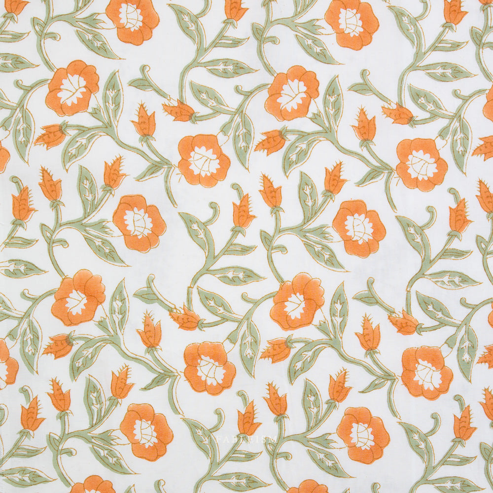 Indian Block Prints by the 1/4 Yard - Trumpet Vines Sage