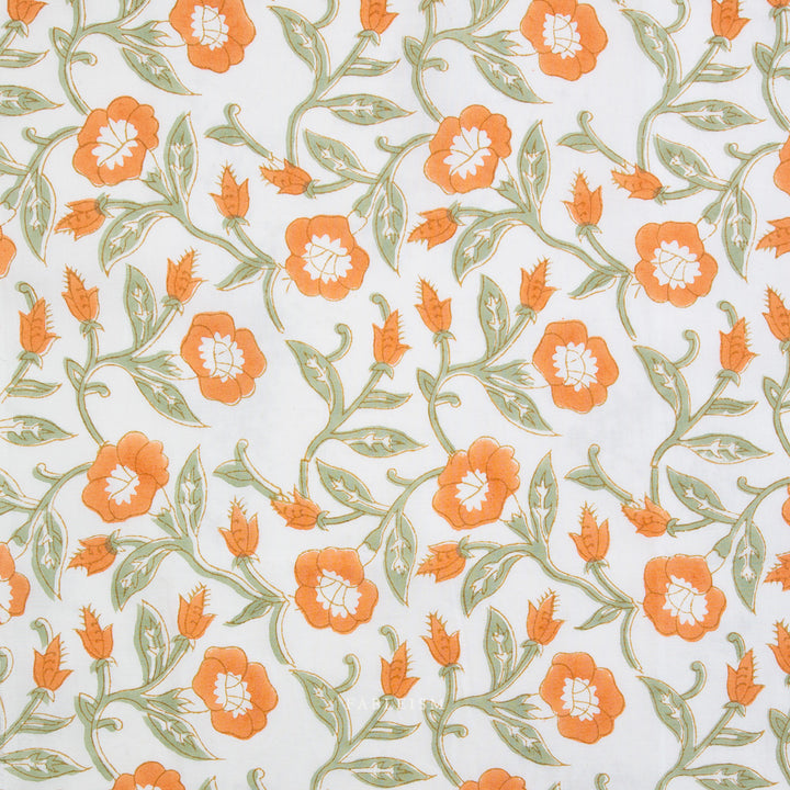 Indian Block Prints by the 1/4 Yard - Trumpet Vines Sage