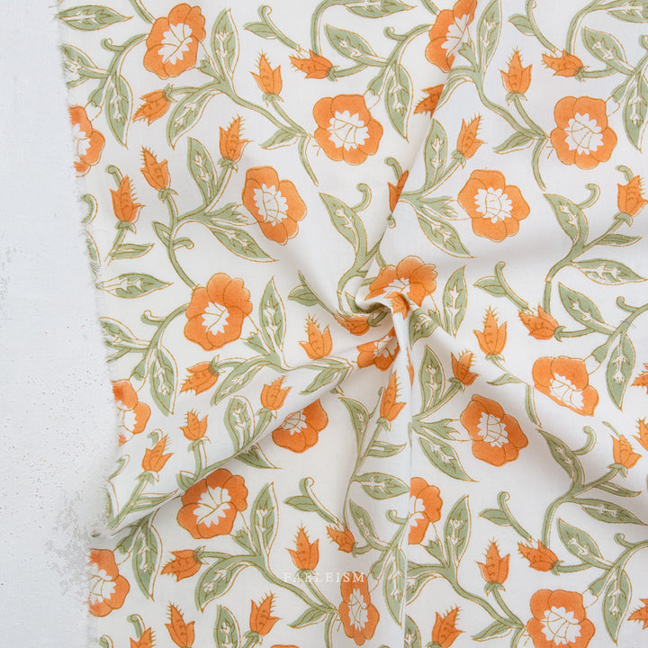 Indian Block Prints by the 1/4 Yard - Trumpet Vines Sage