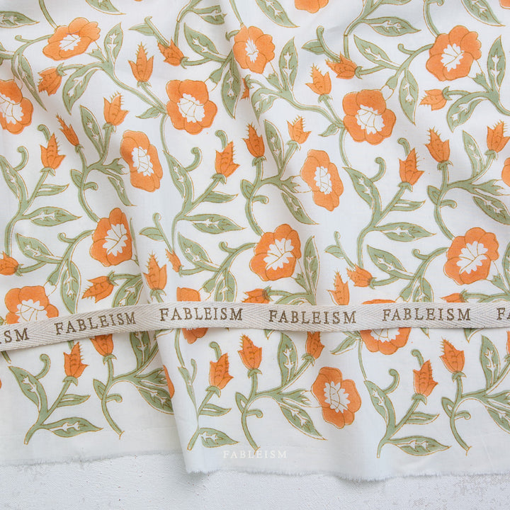 Indian Block Prints by the 1/4 Yard - Trumpet Vines Sage