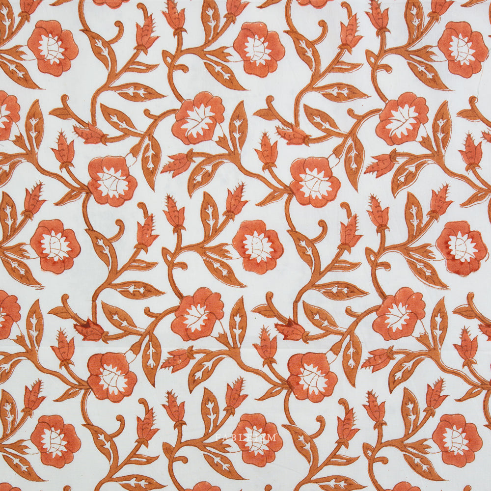 Indian Block Prints by the 1/4 Yard - Trumpet Vines Sienna