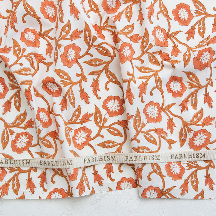 Indian Block Prints by the 1/4 Yard - Trumpet Vines Sienna