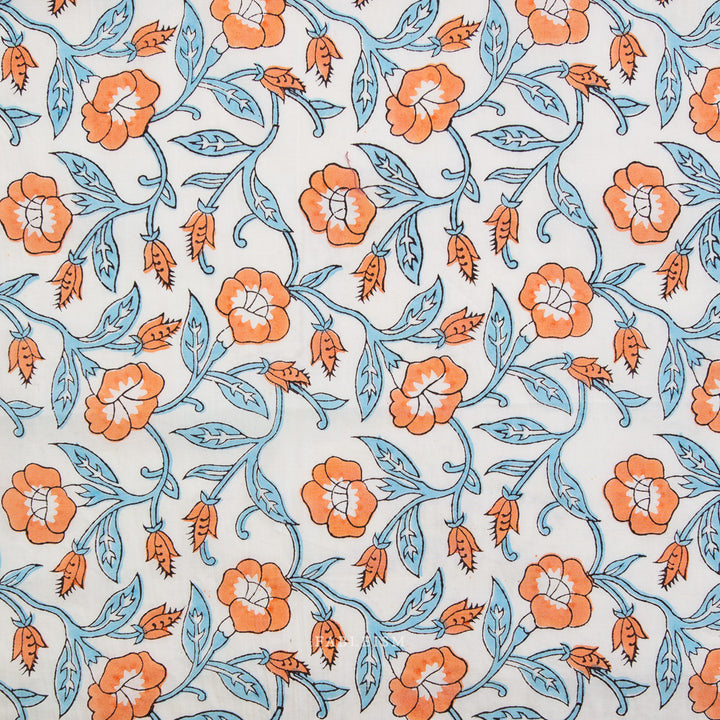 Indian Block Prints by the 1/4 Yard - Trumpet Vines Winter