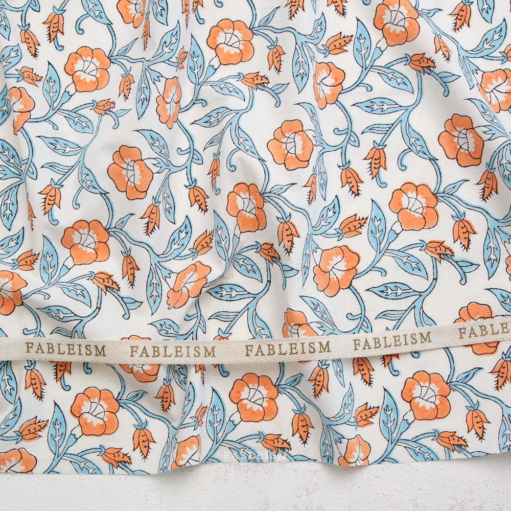 Indian Block Prints by the 1/4 Yard - Trumpet Vines Winter