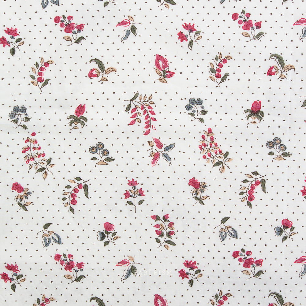 Indian Block Prints by the 1/4 Yard - Dottie Floral Cream