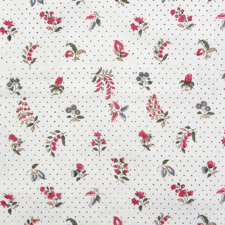 Indian Block Prints by the 1/4 Yard - Dottie Floral Cream