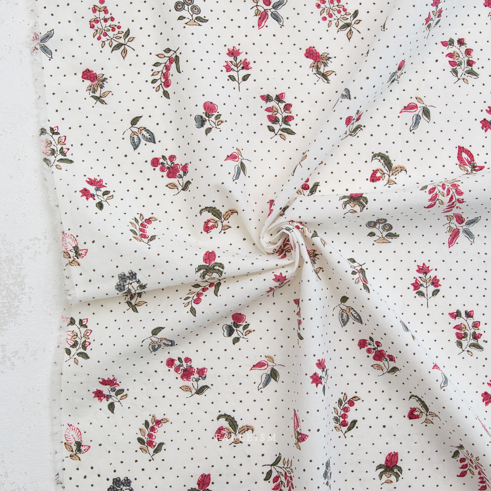 Indian Block Prints by the 1/4 Yard - Dottie Floral Cream