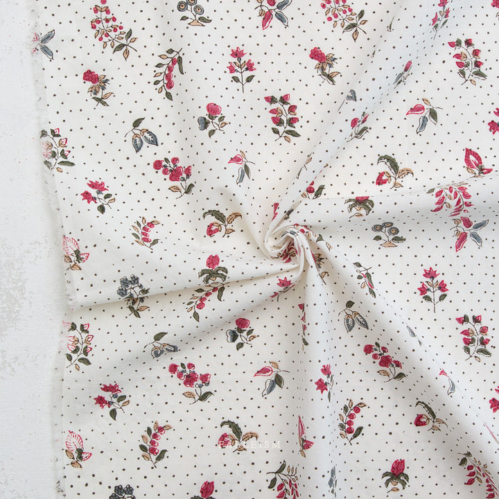 Indian Block Prints by the 1/4 Yard - Dottie Floral Cream