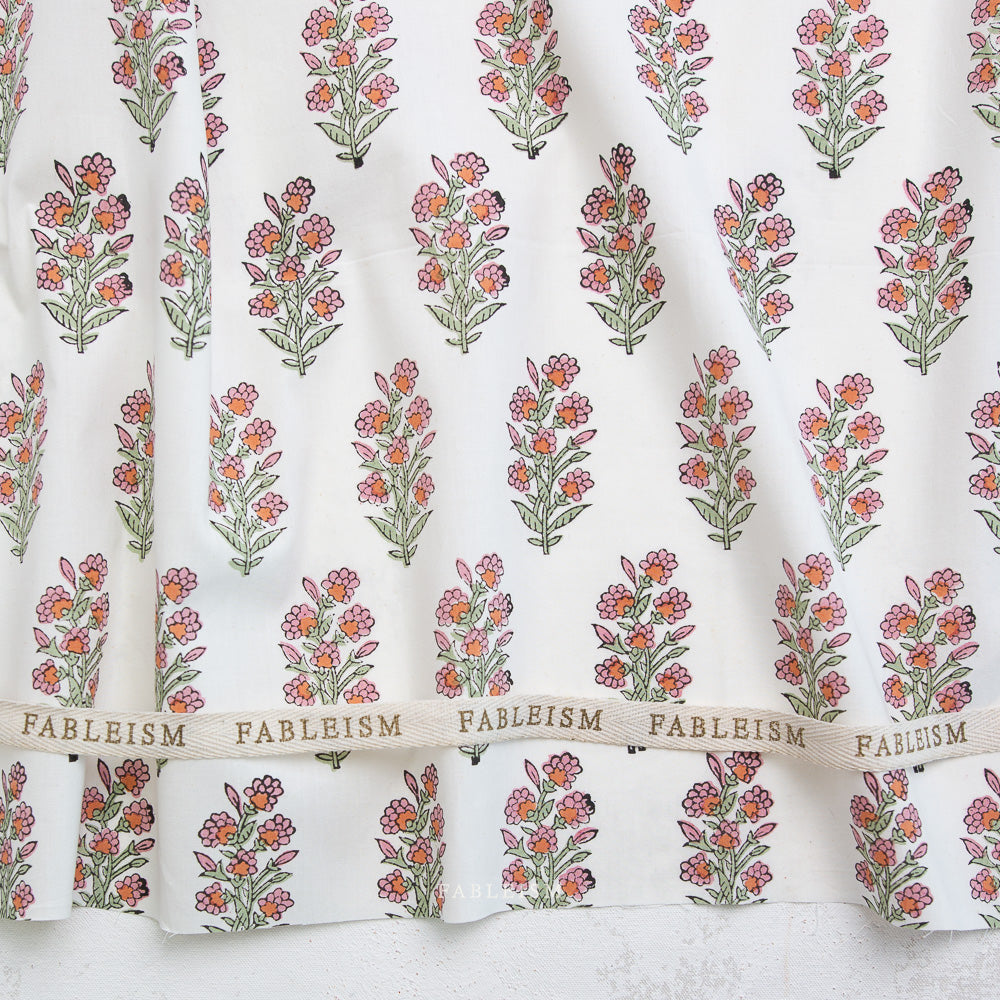 Indian Block Prints by the 1/4 Yard - Wild Floral Blushing