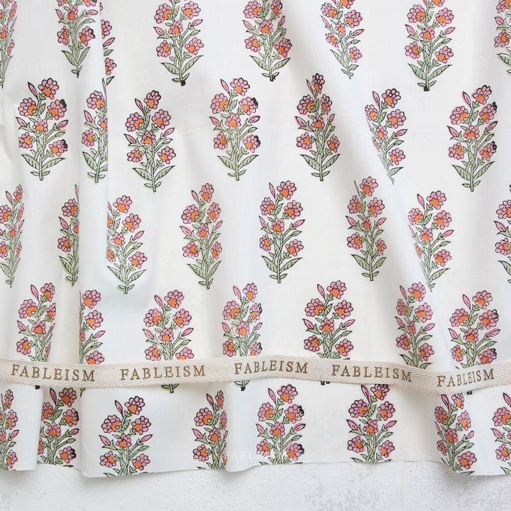 Indian Block Prints by the 1/4 Yard - Wild Floral Blushing