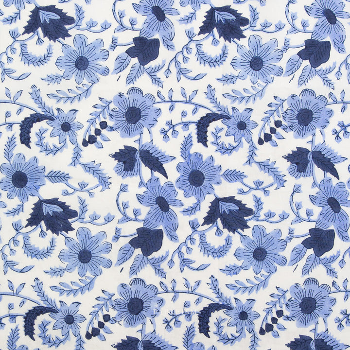 Indian Block Prints by the 1/4 Yard - Country Floral Blue