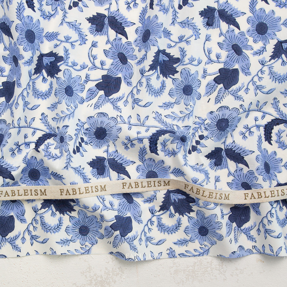 Indian Block Prints by the 1/4 Yard - Country Floral Blue