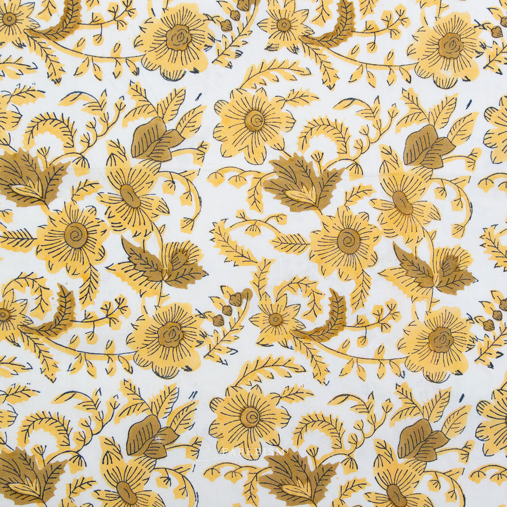 Indian Block Prints by the 1/4 Yard - Country Floral Yellow