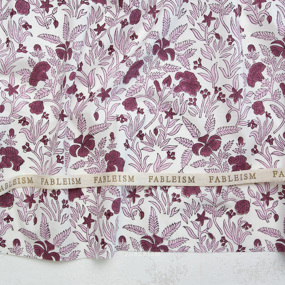 Indian Block Prints by the 1/4 Yard - Cozy Floral Purple