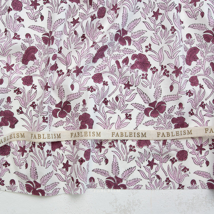 Indian Block Prints by the 1/4 Yard - Cozy Floral Purple