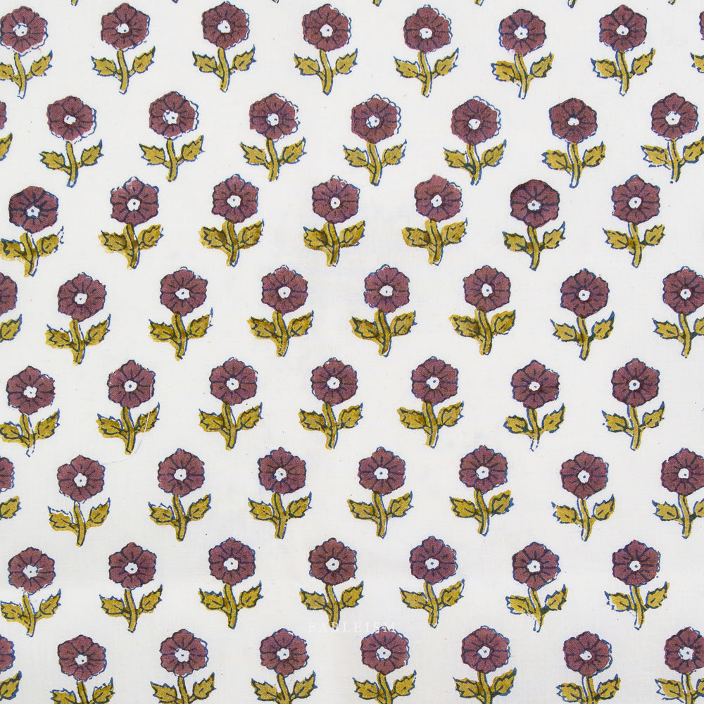 Indian Block Prints by the 1/4 Yard - Flowerling Eggplant
