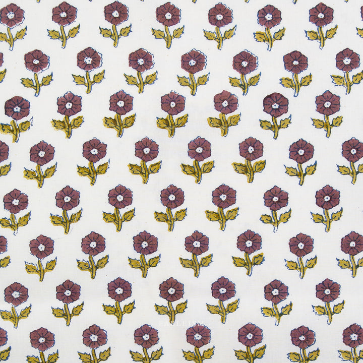 Indian Block Prints by the 1/4 Yard - Flowerling Eggplant