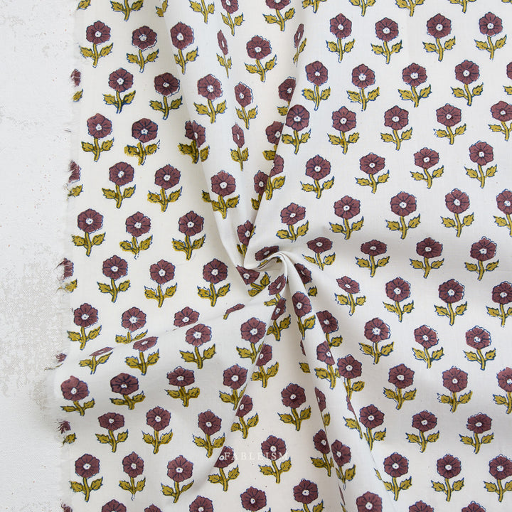 Indian Block Prints by the 1/4 Yard - Flowerling Eggplant