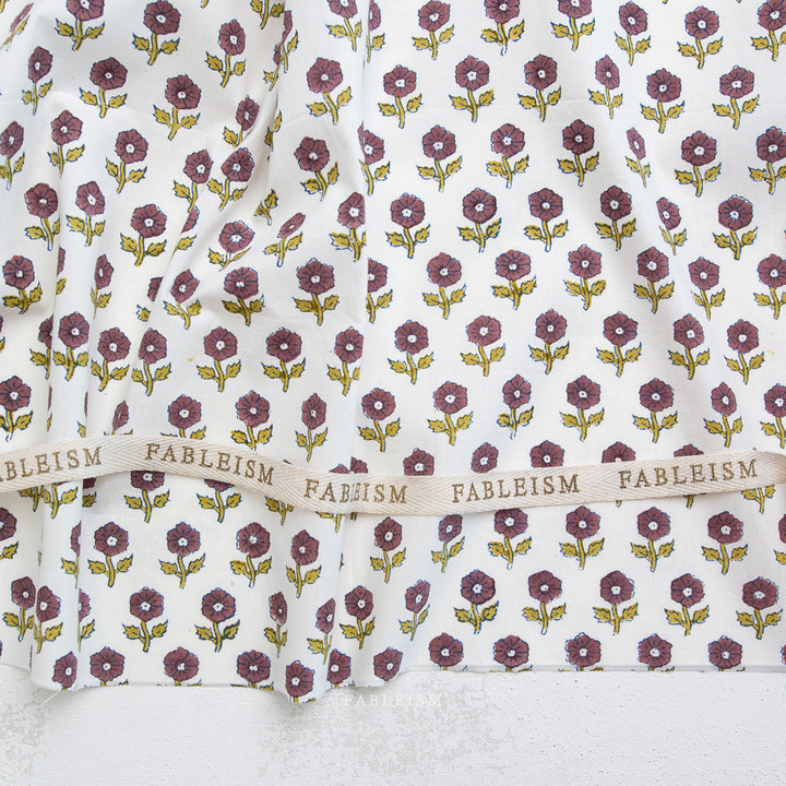 Indian Block Prints by the 1/4 Yard - Flowerling Eggplant