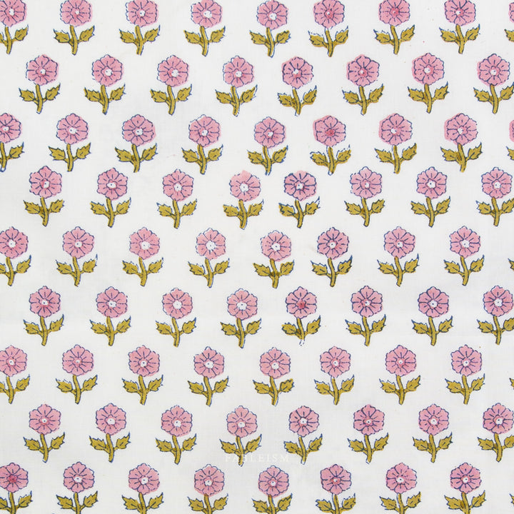 Indian Block Prints by the 1/4 Yard - Flowerling Pink