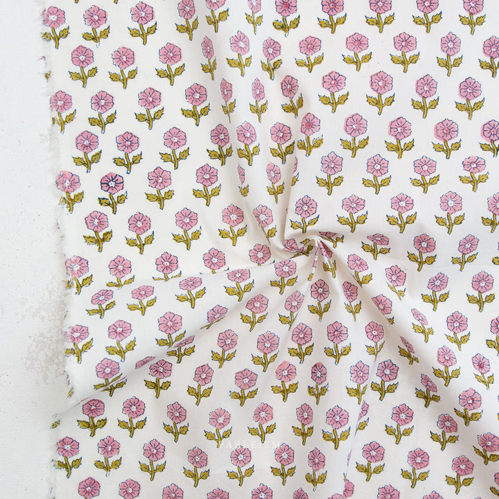 Indian Block Prints by the 1/4 Yard - Flowerling Pink