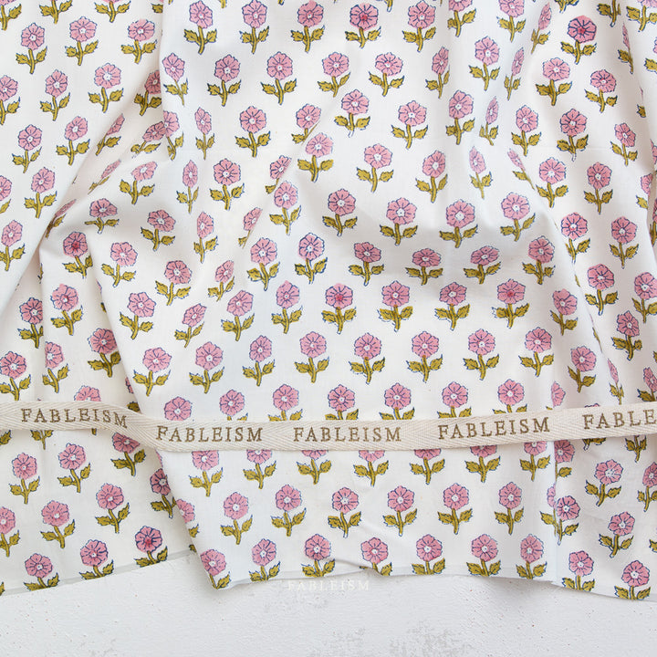 Indian Block Prints by the 1/4 Yard - Flowerling Pink
